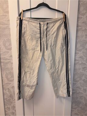 Y2K Side Slit Ponte Track Pants | Ivory Navy Stripe Arizona Jeans Co. Vintage
